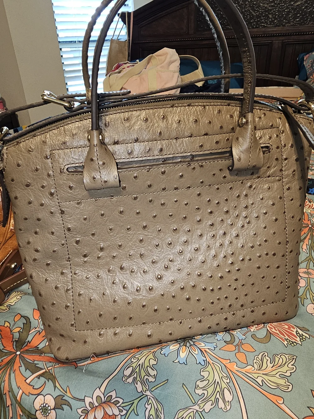 Dooney & Bourke Black Ostrich-Embossed Satchel